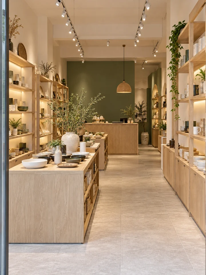 店铺室内装修概念示意,AI生成,非公司完工案例